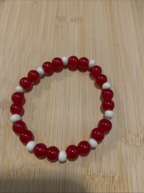 Vintage Glass and Bone Beaded Stretch Bracelet unisex